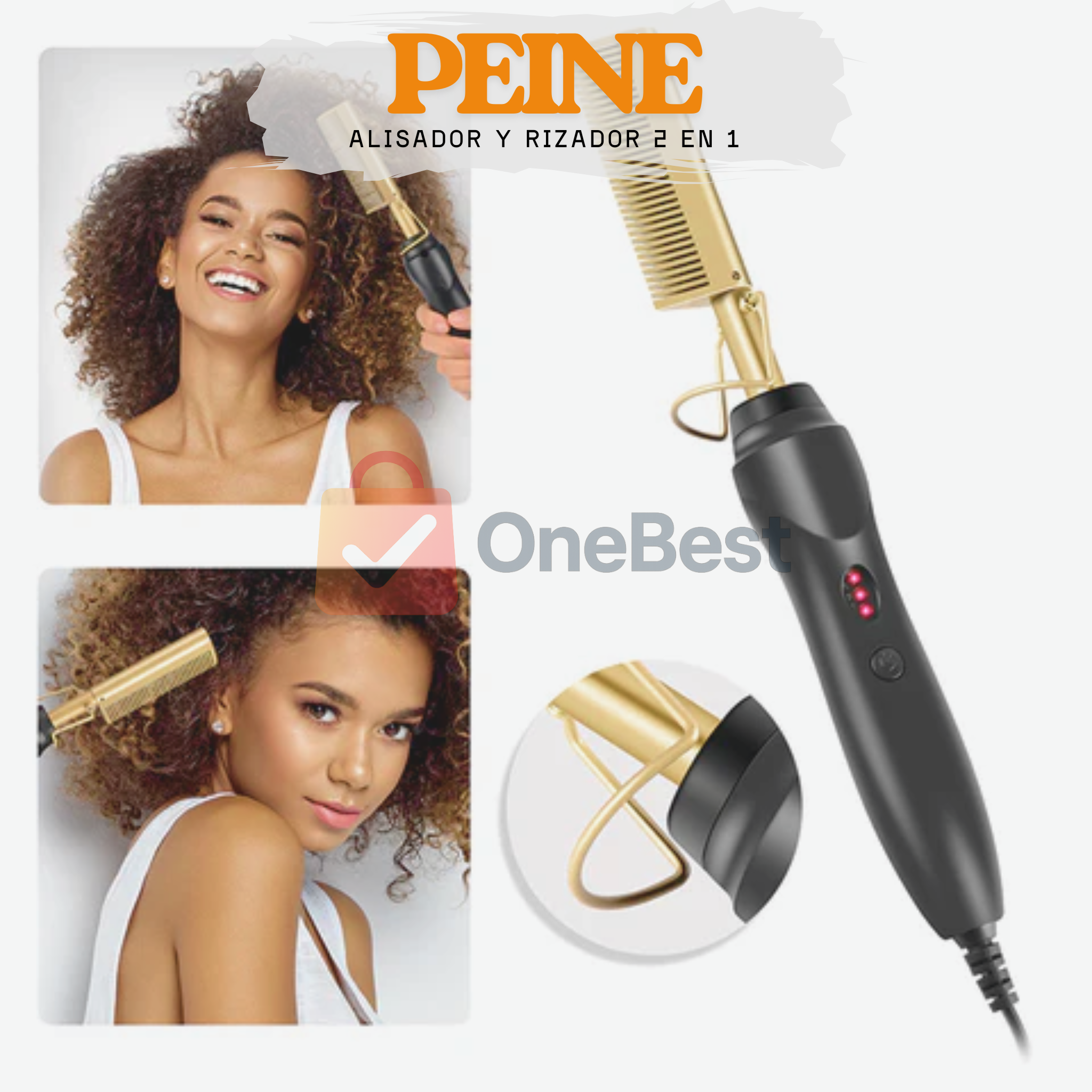 HairLuxe - Peine Alisador y Rizador 2 en 1