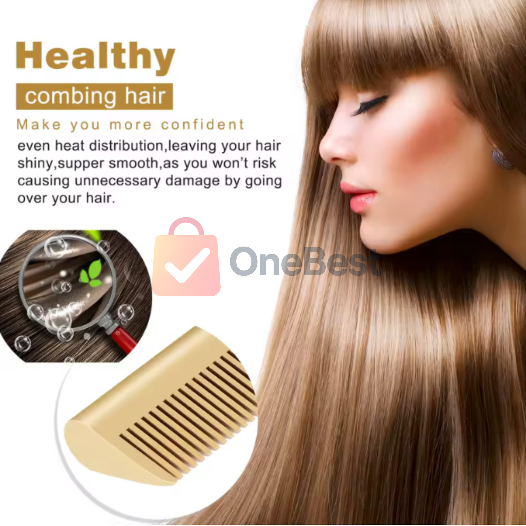 HairLuxe - Peine Alisador y Rizador 2 en 1